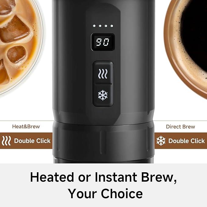 HIBREW H4C Ultra - Portable Electric Espresso Maker, 51mm Bottomless Professional Coffee Maker, USB-C Rechargeable for Ground Coffee, Compact for Home and Travel, with Foldable Holder & Carrying Case