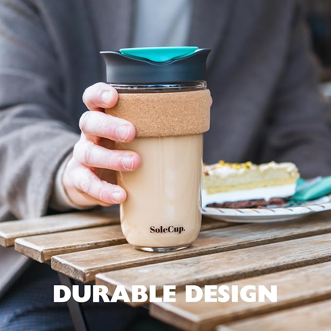 Large Travel Mug - Reusable Insulated Coffee Mug - 18oz/530ml BPA-Free Hot Drink Travel Mug with Lid & Cork Band (Ice Cream, 18oz)