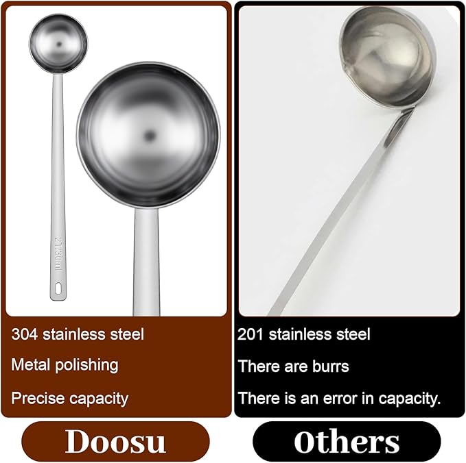 Long Handle Coffee Scoop, 18/8 Stainless Steel Coffee Scoop Food Grade Metal Measuring Spoon 8.6 In 2 Tbsp/ 30ml Metal Scooper Tablespoon for Beans Ground Sugar Powders Protein Powders Sugar