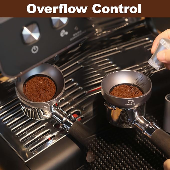 MEION 54mm Dosing Funnel for Breville Portafilters, Magnetic, Silver Aluminum Espresso Funnel