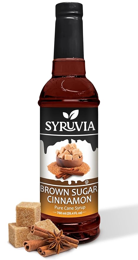 Syruvia Coffee Syrup, Brown Sugar Cinnamon Flavored Syrup for Drinks, Lattes, and Desserts – 25.4 fl oz