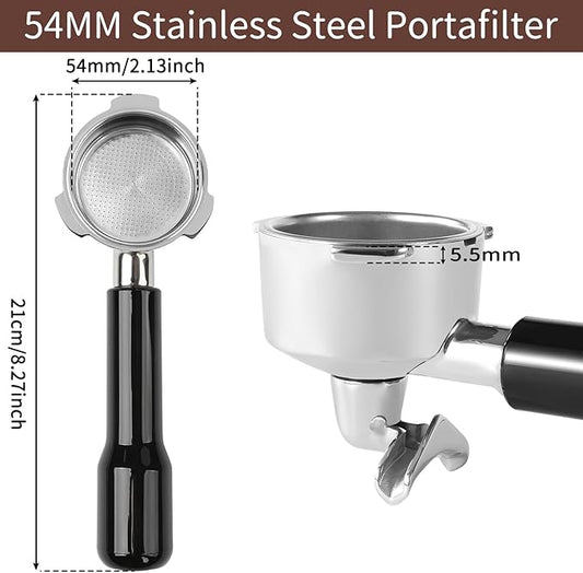 54mm Stainless Steel Portafilter for Bambino, Double Spouts Portafilter with Filter Basket Removal Tool Compatible for Breville Bambino, Bambino Plus, Barista Express, Barista Pro and Infuser