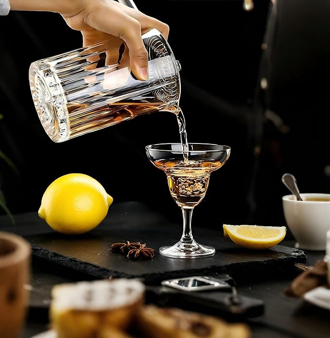 2 Pack Large Cocktail Mixing Glass, 25.6oz Seamless Crystal Bar Mixing Glasses with Weighted Thick Bottom, Old Fashioned Mixing Glass Bartender - Bar Tools for Martinis, Manhattans