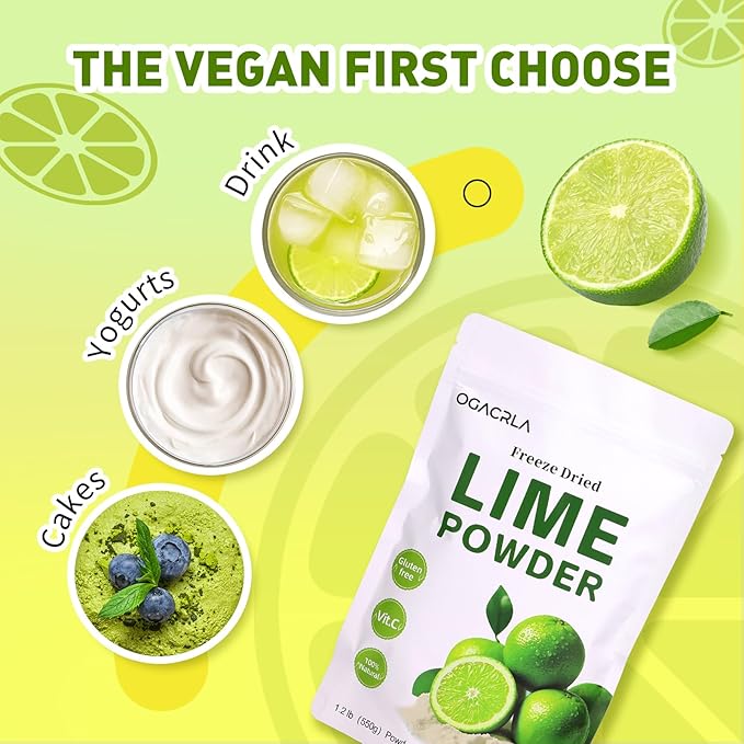 Lime Powder Freeze-Dried Lime Juice Flavor 1.25 lb Rich in Vitamin C | Natural Fruit Powder | No Sugar & Additives Great for Drinks, Smoothies, Beverages & Cooking, Additive Free