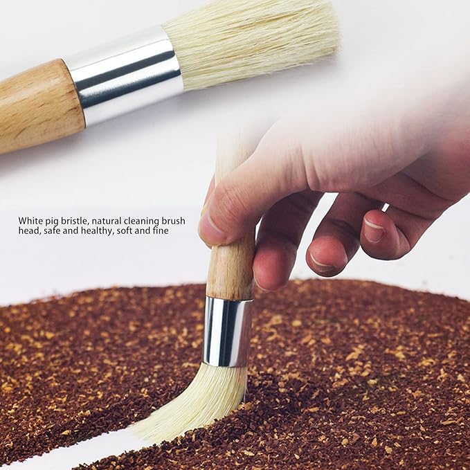 Coffee Grinder Cleaning Brush,with Beech Handle,Pig Hair Brush for Coffee Machine Cleaner,for Grinder Maintenance