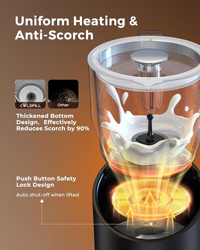 Milk Frother and Steamer, 8-in-1 Rechargeable Electric Milk Frother for Coffee, 13.5oz/400mL Large Capacity Automatic Warm and Cold Foam Maker, Hot Chocolate Maker Coffee Frother, Orange