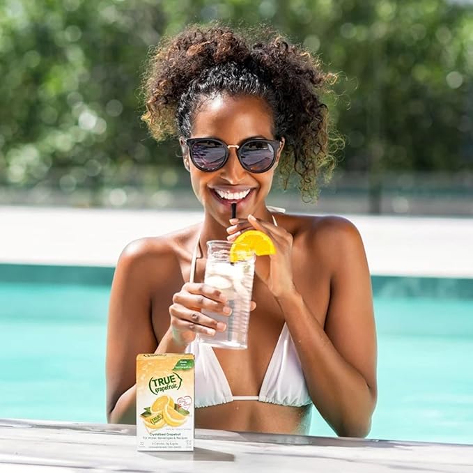 True Grapefruit 32ct (Pack of 1) - Water Enhancer - Bulk Dispenser - 0 Calorie Drink Mix Packets For Water - Sugar Free Grapefruit Flavoring Powder Packets