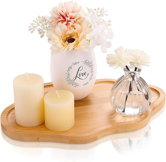 Wood Decorative Serving Tray for Candles Perfume, Cloud Jewelry Tray Trinket Dish, Wooden Trays for Coffee Table Home Decor