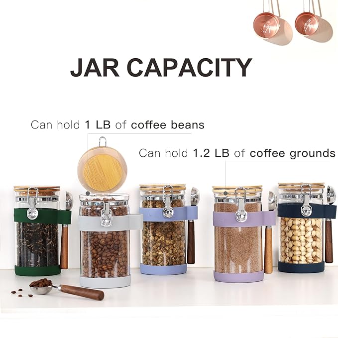 Airtight Glass Matcha Container with Spoon - 1200ml (40oz) Large Matcha Storage Jar with Bamboo Lid to Preserve Freshness, Food-Grade Canister for Matcha Powder, Tea & Coffee
