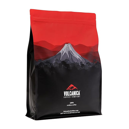 Volcanica Espresso Whole Beans Coffee, Dark Roast 100% Arabica, Espresso Roast, Bold Sweet Flavor, Fresh Roasted, Kosher, Vegan, Gluten-Free, 5 lbs