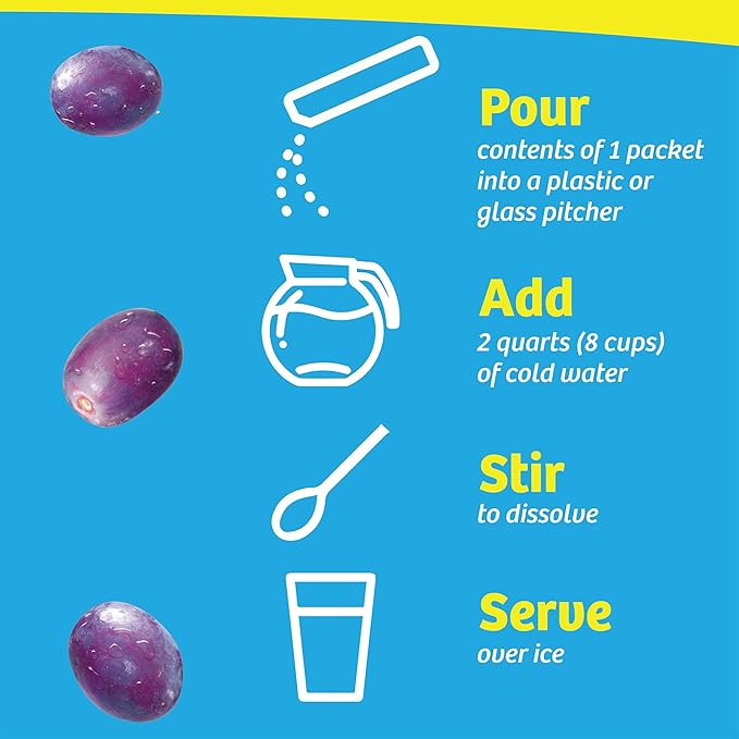 Wyler's Light Pitcher Packs, Water Drink Mix,Grape,6 Pitcher Packets (Pack of 2)