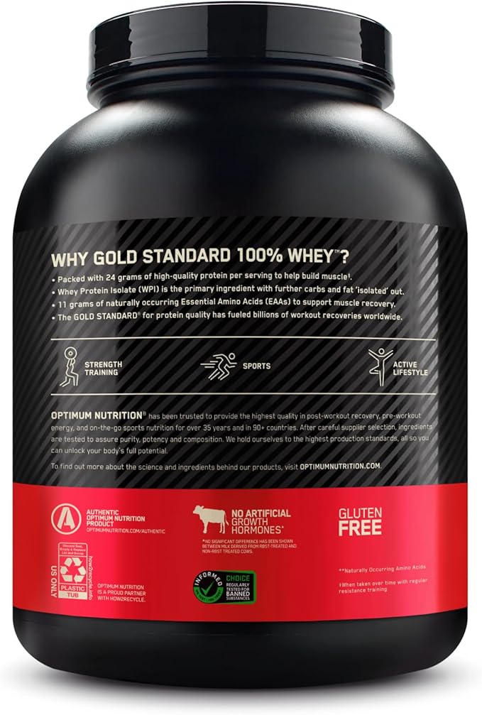 Optimum Nutrition Gold Standard 100% Whey Protein Powder, Strawberries & Cream, 5 Pound (Packaging May Vary)
