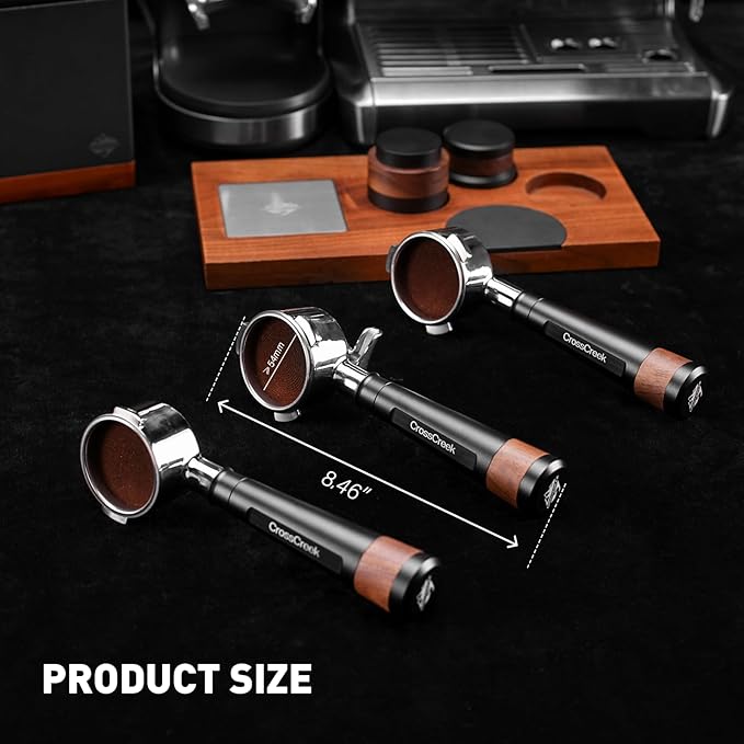 54mm Espresso Double Spouts Portafilter with 3 Ear | Stainless Steel Basket and Black Aluminum Alloy Handle | Fits 54mm Breville/Sage Barista Espresso Machine | Espresso Accessories
