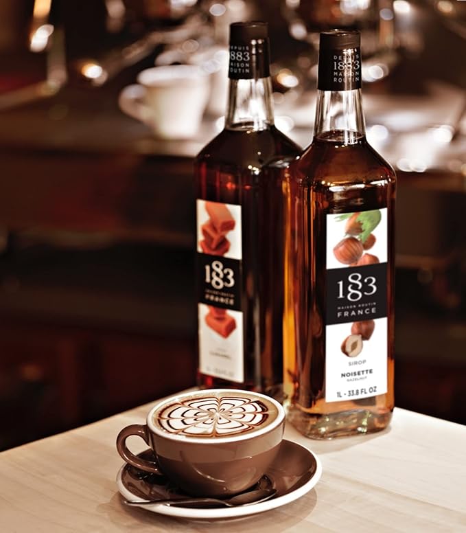 1883 White Chocolate Syrup for Drinks, Made in France, 1 Liter Glass Bottle