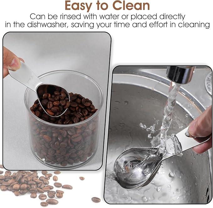 2 Pcs Coffee Scoop for Ground Coffee Tablespoon Scoop Short Handle Stainless Steel Measuring Spoons for Tea, Sugar (1Tbsp/15ml & 2 Tbsp/30ml)