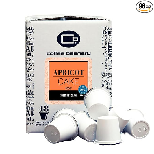 Apricot Cake Decaf Coffee Pods by Coffee Beanery | 96ct Bulk Flavored Decaf Coffee Pods Medium Roast Coffee