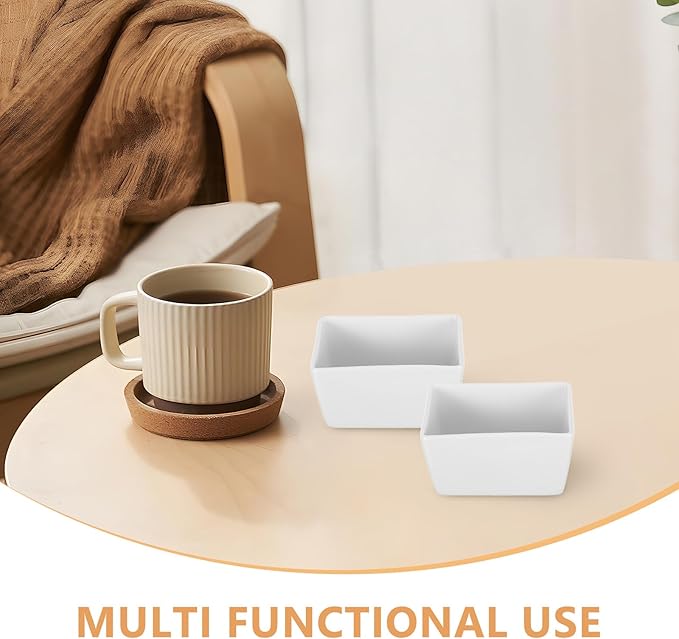 Rectangular Ceramic Sugar Holder and Sugar Cube Container 170Ml White Porcelain for Coffee Station and Kitchen 2Pcs Set