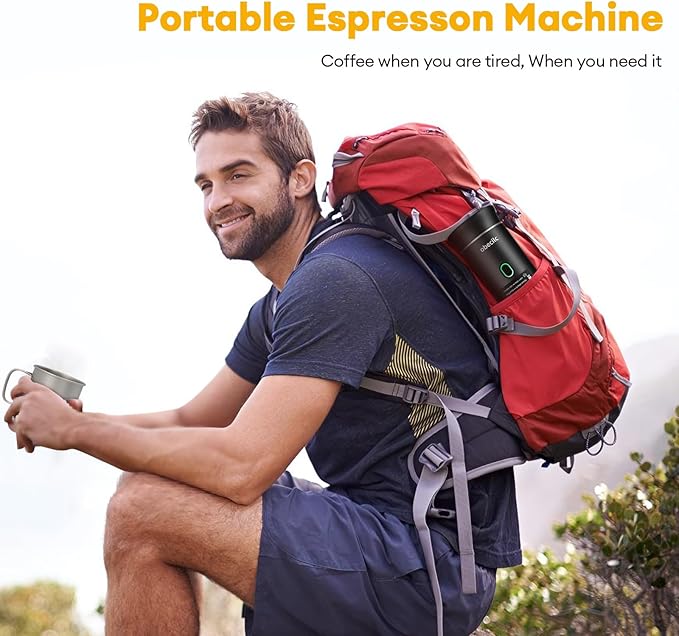 3 In 1 Portable Coffee Maker for Travel, 20 Bar Portable Espresso Machine with USB,Travel Coffee Maker Self-Heating, Compatible with Ground Coffee & Capsule for Hiking,Office,RV（Black）
