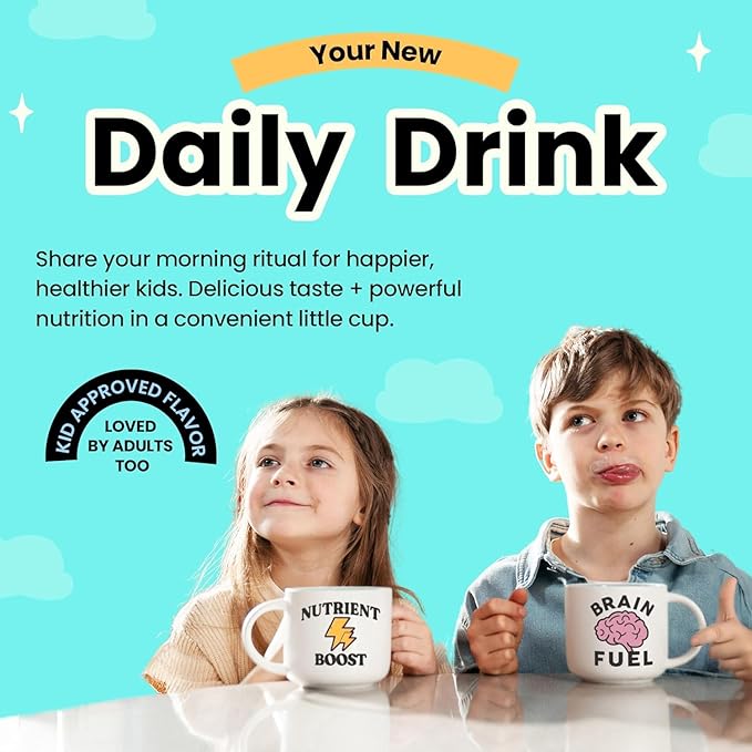 Kiid Coffee - 99.9% Caffeine-Free Organic Coffee for Kids - As Seen on Shark Tank - 12 Vitamins & Minerals, 4g Prebiotics, 0g Sugar - Non-GMO & Gluten-Free - Healthy Snack - Minty Mocha - 12 Servings