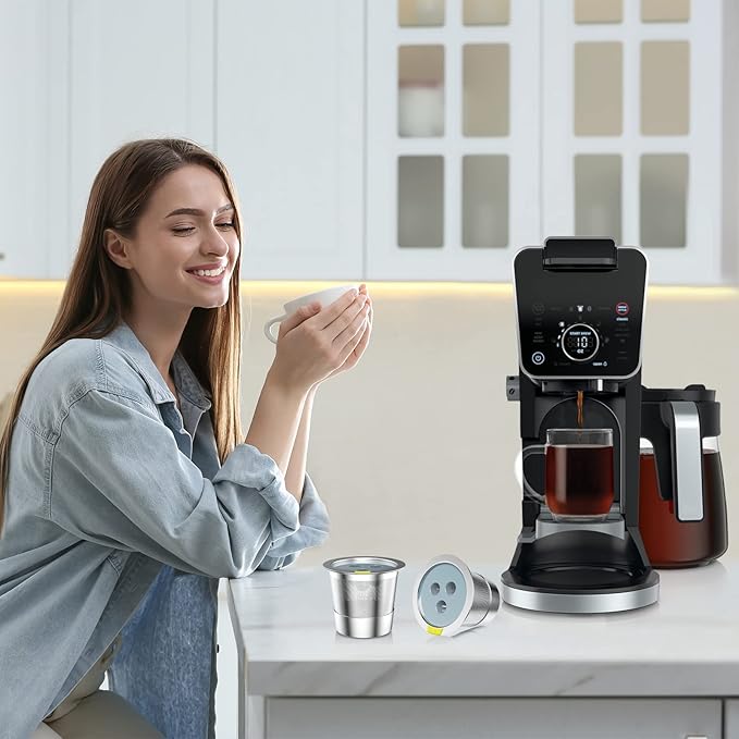 Stainless Steel Reusable K Cups Compatible with Ninja Coffee Maker, K Cup Reusable Coffee Pods,Permanent Reusable Coffee Filters for Ninja CFP201 CFP 300 CFP305 CFP301 CFP400 (1Pack)