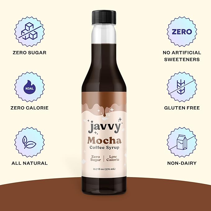 Javvy Coffee Syrup - Zero Sugar, Zero Calorie, Coffee Flavoring Syrup, Coffee Bar Accessories - Great for Flavoring All Types of Drinks – Mocha