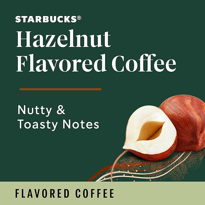 Starbucks K-Cup Coffee Pods, Flavored Hot or Iced Coffee, Hazelnut, 10 Keurig Pods