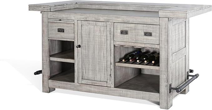 80 - Inch Alpine Bar Cabinet, 3-Tier Home Bar Cabinet (Alpine Grey Finish)