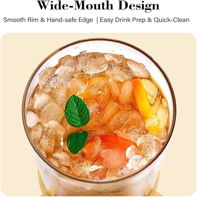VOVUVK 1.2 Gallon Glass Drink Dispenser For Parties, Beverage Dispenser With Bamboo Wood Stand And Stainless Steel Spigot, Countertop Water Dispenser, Lemonade Dispenser For Wedding, Picnic (1PACK)