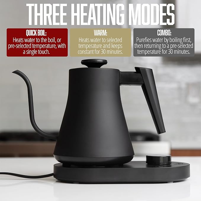 Flair Cafe Kettle - 110v Electric Gooseneck Kettle with Digital Temperature Control & Three Heating Modes
