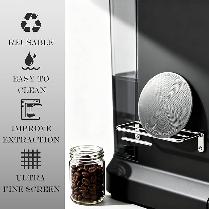2 Pack 53.3mm Espresso Puck Screen, Reusable 0.8mm 150μm Ultra Thin Stainless Steel Coffee Filter for Espresso 54mm Portafilter Filter Basket