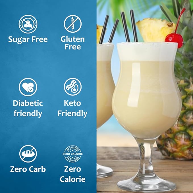 Syruvia Sugar Free Pina Colada Syrup, Flavored Syrup for Cocktails, Drinks, Lemonades, Iced Teas, and Desserts – 25.4 fl oz, With Pump