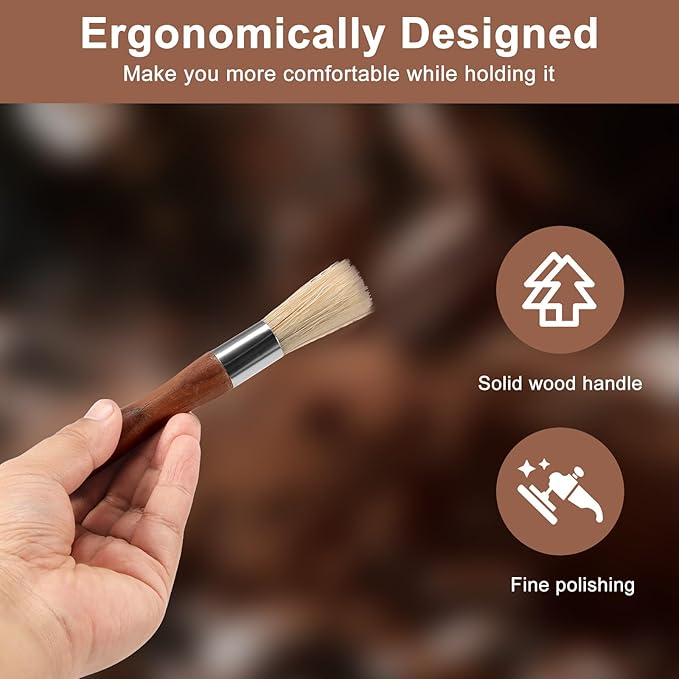 2PC Coffee Grinder Cleaning Brush,Espresso Machine Coffee Brush Cleaner Tool,Natural Bristles&Pure Solid Wood Handle,Bean Coffee Tools,Coffee Brush for Coffee,Tea Powder, Flour,Sugar,Baking Powder