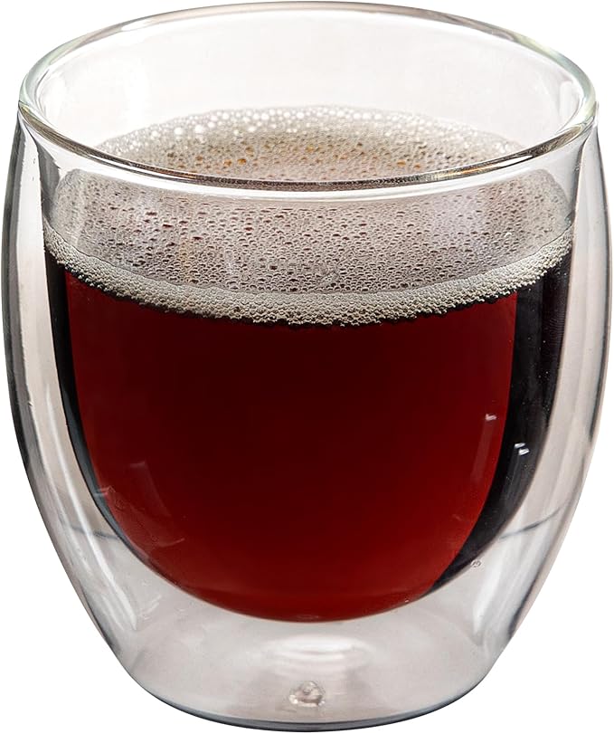 Restaurantware Coffee Cup 12 Pack of 8.45 oz Insulated Double-Wall Glass Borosilicate Coffee Cup Espresso Shot Dishwasher Safe For Hot Drinks