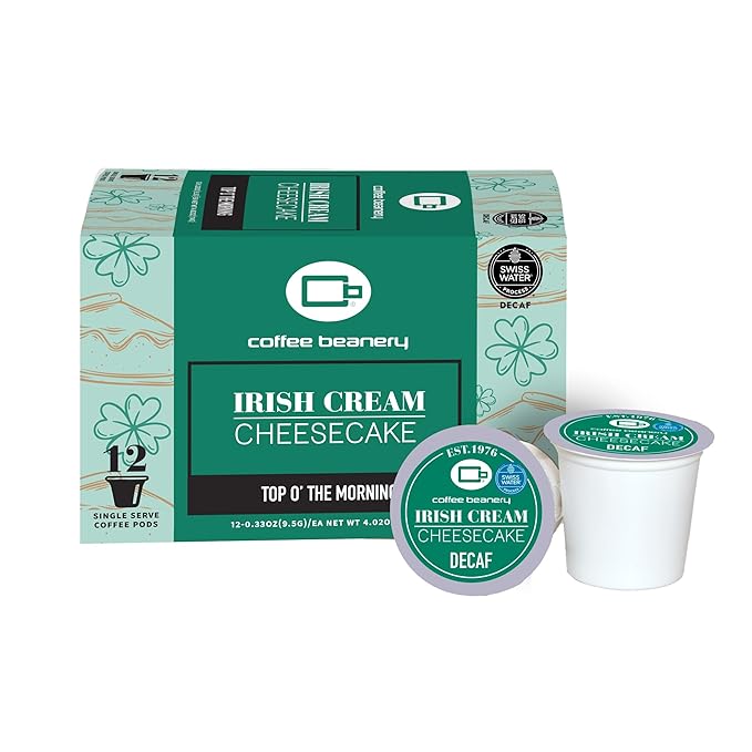 Irish Cream Cheesecake Decaf Coffee Pods by Coffee Beanery | 12ct Flavored Decaf Coffee Pods Medium Roast Coffee Pods| 100% Specialty Arabica Coffee| Gourmet Coffee Pods
