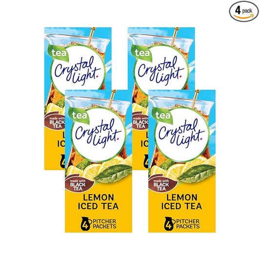 Crystal Light Lemon Iced Tea Drink Mix (16 Pitcher Packets, 4 Packs of 4)