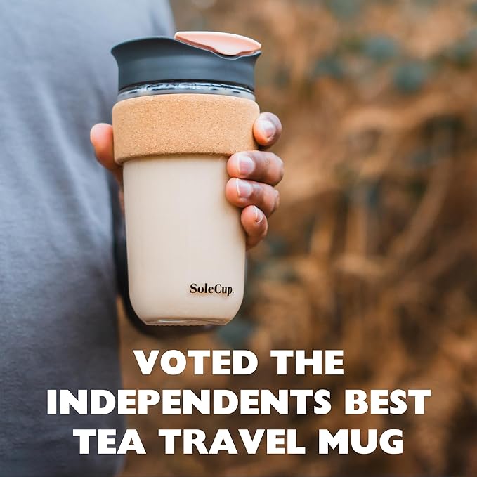 Large Travel Mug - Reusable Insulated Coffee Mug - 18oz/530ml BPA-Free Hot Drink Travel Mug with Lid & Cork Band (Gray and Blue, 18oz)