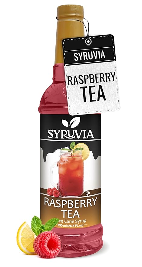 Syruvia Raspberry Tea Flavored Syrup for Drinks, Cocktails, Lemonades, Iced Teas and Desserts – 25.4 fl oz