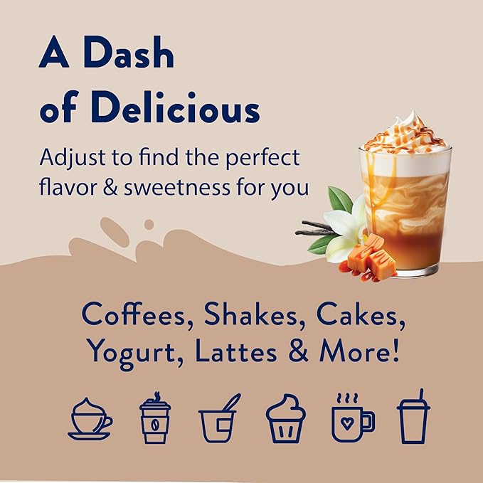 Jordan's Skinny Mixes Sugar Free Coffee Syrup, Vanilla Caramel Crème Coffee Flavoring Syrup, Zero Calorie Drink Mix, Lattes, Baking, Protein Shake or Cocktail, Dairy & Gluten Free, Kosher, 25.4 Fl Oz