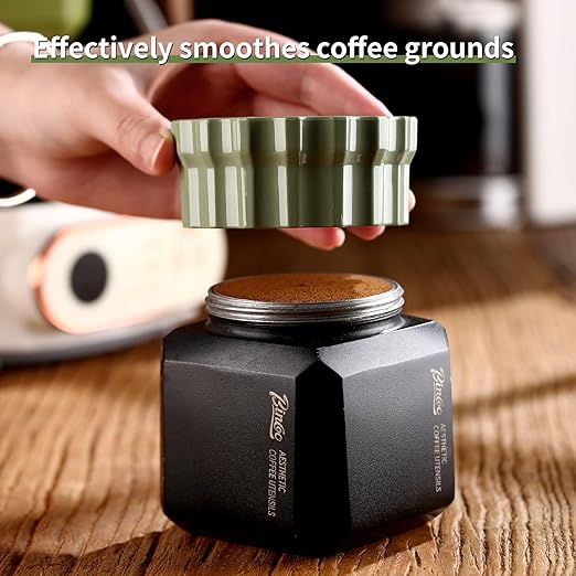 Bincoo Coffee Maker Dosing Funnel 54mm for Moka Pot-Coffee Powder Filler Funnel,Anti-Flying Powder Distribution Tool for 2-3 Espresso Cup Moka Pot (Green-S 54mm)