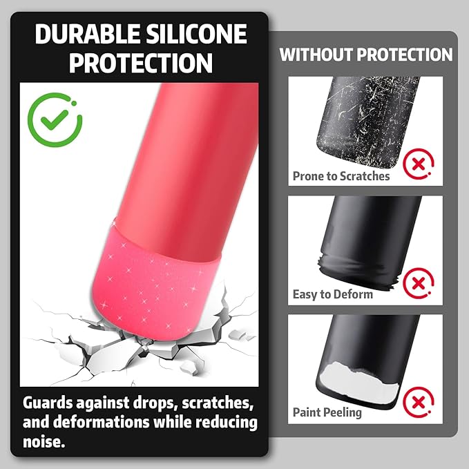 Silicone Boot for Owala 32oz Water Bottle – Anti-Slip Protective Cover, Bottle Boot, Base Cover Compatible with FreeSip, Sleeve for Stainless Steel Tumblers (Glitter Rose Red, 32OZ)