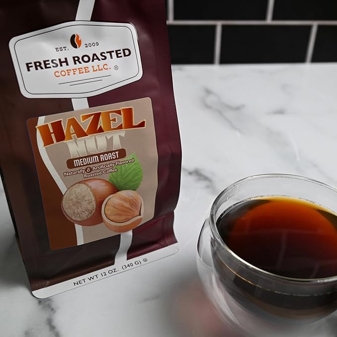 Fresh Roasted Coffee, Hazelnut Flavored Coffee, 12 oz, Medium Roast, Kosher, Ground
