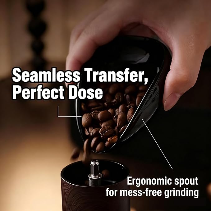 NONGKANG Ceramic Coffee Bean Dosing Cup and Spray Bottle Set - 10ml Static Reduction Sprayer, Espresso Accessories Kit with Coffee Grind Size Ruler for Home, Camping, Office(Black)