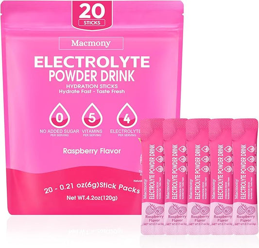 Electrolyte Powder Packets, Hydration Packets 20 Stick, Sugar Free Electrolytes for Rapid Recovery, Electrolyte Powder Drink Mix with Yerba Mate - Gluten Free, Keto Friendly, Vegan