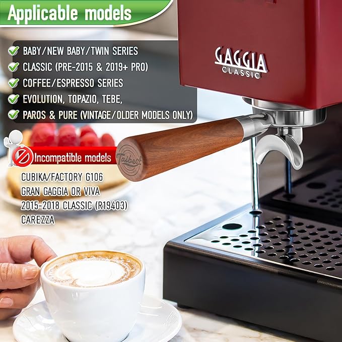 58mm Dual Spout Portafilter for Gaggia Baby Series & Classic (Pre-2015/Pro 2019+) | Not 2015-2018 | Rosewood Handle & Steel Basket