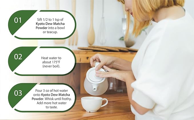 Kyoto Dew Matcha - Ceremonial Blend – Authentic Japanese First Harvest - USDA & JAS Organic Ceremonial Grade Matcha Green Tea Powder from Uji, Kyoto, Bag (7oz)