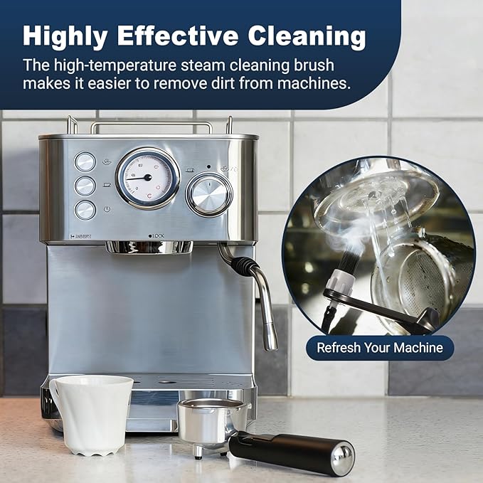 Abeskch Coffee Machines Steam Cleaning Brush,Featuring a Scoop-Shaped end and Removable Heat-Resistant Brush Head, Steam Wand Descaling and Cleaning Tool Suitable for Espresso Machines
