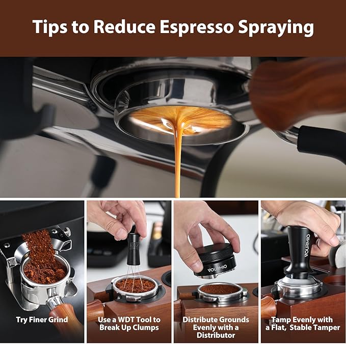VOURMIO 54mm Bottomless Portafilter - Breville Compatible Naked Portafilter, Rosewood Handle & 18-20g Filter Basket & Puck Screen Included, Fits Barista Express, Pro, Touch, Bambino Plus, Infuser