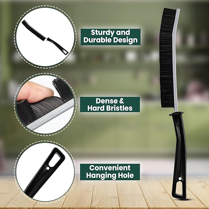 Crevice Cleaning Brush Set – 3Pcs Hard Bristle Cleaning Tools for Grout, Tile Floors, Gaps & Narrow Spaces – Small Grout Scrub Brush for Cleaning Bathroom, Shower, Window Tracks, Kitchen
