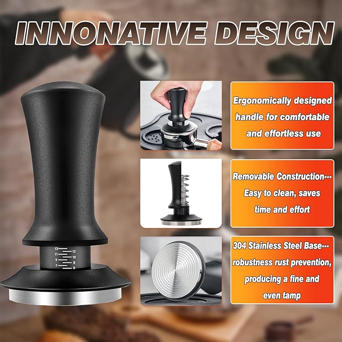 51mm Espresso Accessories Kit, Spring Loaded Calibrated Tamper, WDT Tool, Puck Screen and Dosing Funnel Set Fits Delonghi 51 mm Espresso Coffee Machines and Portafilter, Professional Barista Tools