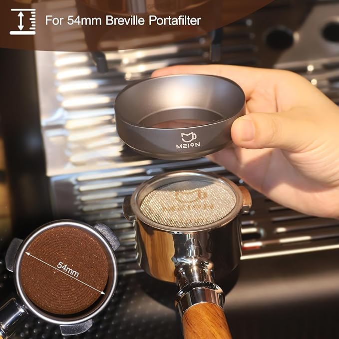 MEION 54mm Dosing Funnel for Breville Portafilters, Magnetic, Silver Aluminum Espresso Funnel